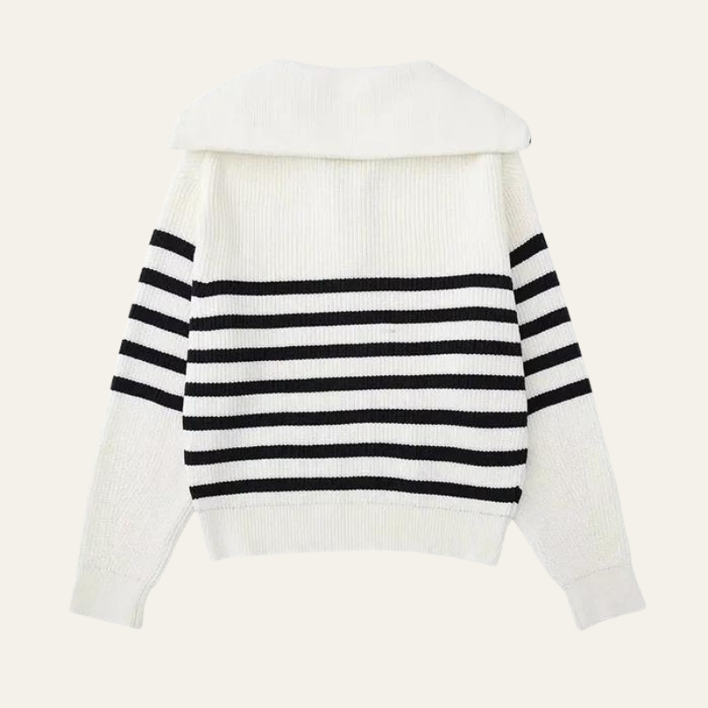 GENEVA STRIPED ZIP-UP SWEATER